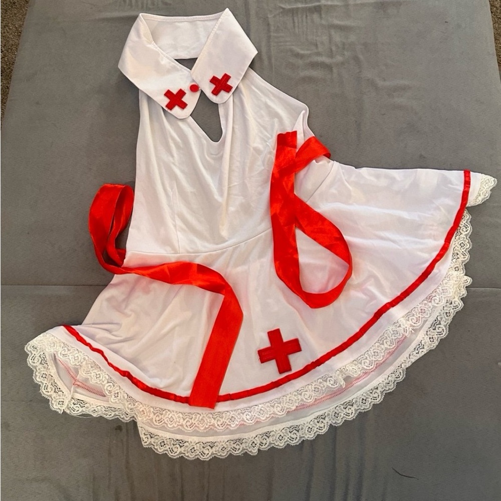 Woman Nurse Costume with Red Accents